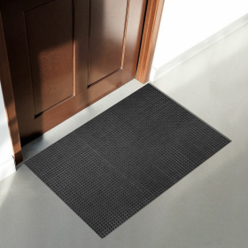 Коврик придверный 60х90 см, ГРАФИТ пластиковый грязезащитный, толщина 10 мм, "ТРАВКА", PRIMILA, 701068