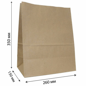 Крафт-пакет бумажный 26х15х35 см, плотность 90 г/м2, 110371