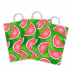 Крафт-пакет бумажный "Фрукты" 26х15х35 см, с кручеными ручками, плотность 100 г/м2, белый, 112252