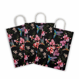 Крафт-пакет бумажный "Колибри" 22х12х25 см, с кручеными ручками, плотность 100 г/м2, белый, 115328