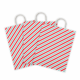 Крафт-пакет бумажный "Узкая полоса" 26х15х35 см, с кручеными ручками, плотность 100 г/м2, белый, 113228