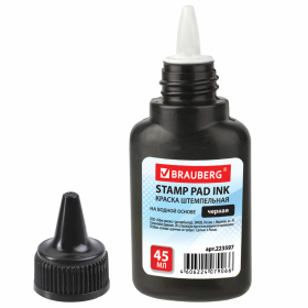 Краска штемпельная BRAUBERG, черная, 45 мл, на водной основе, 223597