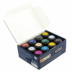 Краски акриловые по коже "Декола", 11 цветов + акриловый лак по 20 мл, в банках, Невская Палитра, 261412142