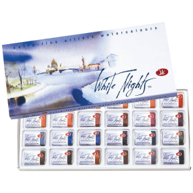Краски акварельные художественные "Белые ночи", 24 цвета, кювета 2,5 мл, картонная коробка, Невская Палитра, 1941061