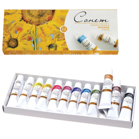 Краски масляные художественные "Сонет", НАБОР 12 цветов по 10 мл, в тубах, Невская Палитра, 2641099