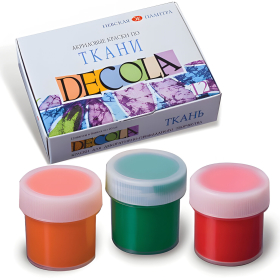 Краски по ткани акриловые "Декола", 12 цветов по 20 мл, в баночках, Невская Палитра, 4141216