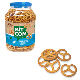 Крендель СЕМЕЙКА ОЗБИ с морской солью, 450 г, пластиковая банка, 1485