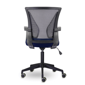 Кресло BRABIX "Wings MG-309", пластик черный, сетка, черное/синее, 532013