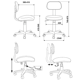 Кресло детское CH-W201NX, без подлокотников, пластик белый, голубое, 477004