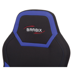 Кресло компьютерное BRABIX "Alpha GM-018", ткань/экокожа, черное/синее, 532638, GM-018_532638
