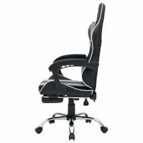 Кресло компьютерное CROMEX "Wave GM-145", вибромассаж, подножка, подушки, экокожа, черное/серое, 532956