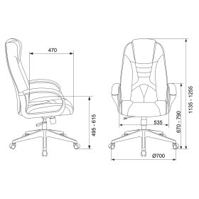 Кресло компьютерное ZOMBIE 8, экокожа, черное, 1583069