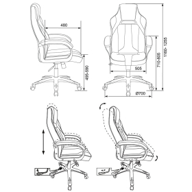 Кресло компьютерное Zombie VIKING 2 AERO, экокожа/ткань, черное/оранжевое, 1364177
