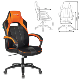 Кресло компьютерное Zombie VIKING 2 AERO, экокожа/ткань, черное/оранжевое, 1364177