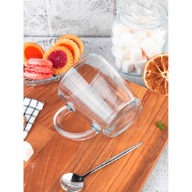 Кружка для чая с ручкой, 340 мл, 1 штука, стекло, PASABAHCE "БЕЙЗИК", 55531СЛ1