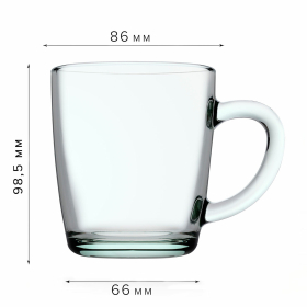 Кружка для чая с ручкой, 340 мл, 1 штука, стекло, PASABAHCE "БЕЙЗИК", 55531СЛ1