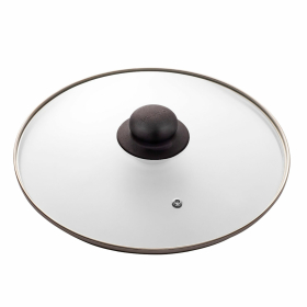 Крышка стеклянная 26 см с пароотводом, жаропрочное стекло, нержавеющая сталь ободка, SCOVO "Classic", KC-226