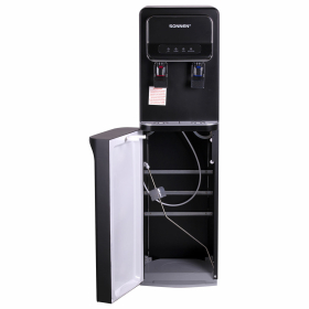 Кулер для воды SONNEN FSE-02WB, напольный, нагрев/охлаждение, НИЖНЯЯ ЗАГРУЗКА, 2 крана, черный, 456169
