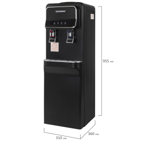 Кулер для воды SONNEN FSE-02WBc, напольный, НАГРЕВ/ОХЛАЖДЕНИЕ ЭЛЕКТРОННОЕ, шкаф, 2 крана, черный, 456168