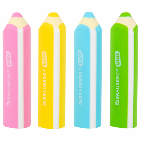 Ластики фигурные BRAUBERG KIDS "Карандашики", НАБОР 4 ШТУКИ, пакет, 271996