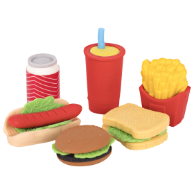 Ластики фигурные ЮНЛАНДИЯ "Фастфуд", НАБОР 6 штук, блистер, 272670