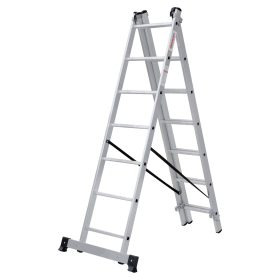 Лестница-трансформер 3-х секционная 3х7 ступеней, высота 4,5 м (3 секции по 1,9 м), нагрузка 150 кг, алюминий, НОВАЯ ВЫСОТА, 1230307