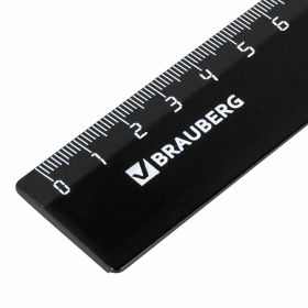 Линейка пластик 30 см, BRAUBERG, черная, 210612