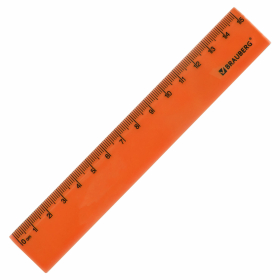 Линейка пластиковая 15 см, BRAUBERG "NEON", ассорти, пакет, 210750