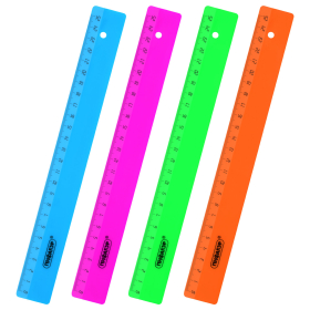 Линейка пластиковая 25 см, ПИФАГОР, неоновая, ассорти, 210790