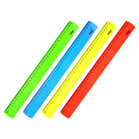 Линейка пластиковая 40 см ПИФАГОР, неоновая, ассорти, 210844