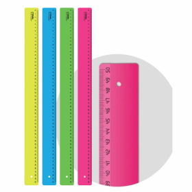 Линейка пластиковая 50 см, "Neon", неоновая, ассорти, ЛН-31443