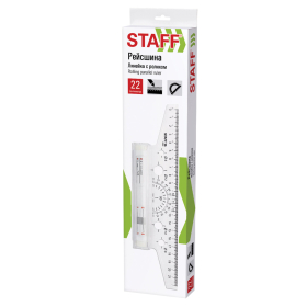 Линейка с роликом (рейсшина) 22 см, металлический ролик, картонная коробка, STAFF, 210869