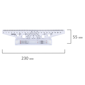 Линейка с роликом (рейсшина) 22 см, металлический ролик, картонная коробка, STAFF, 210869