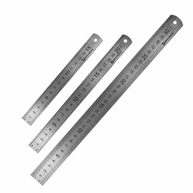 Линейки металлические КОМПЛЕКТ 3 шт. (15, 20, 30 см), BRAUBERG, 210811