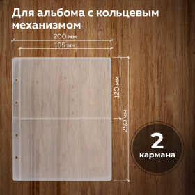 Листы-вкладыши для альбома "OPTIMA" на 2 боны (купюры), КОМПЛЕКТ 10 шт., 200х250 мм, ПВХ, STAFF, 238081