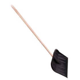 Лопата снеговая 46х40 см "НОМЕР 2" пластиковая, ДЕРЕВЯННЫЙ черенок 130 см, армирующая алюминиевая планка, № 2, 603556
