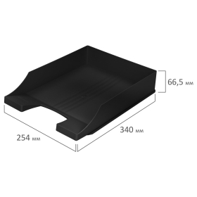 Лоток горизонтальный для бумаг BRAUBERG-CONTRACT, А4 (340х254х66,5 мм), черный, 230879