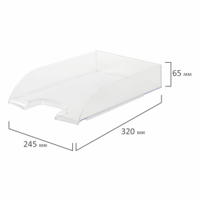 Лоток горизонтальный для бумаг BRAUBERG "Office style", 320х245х65 мм, прозрачный, 237288