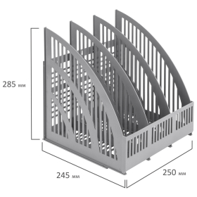 Лоток вертикальный для бумаг BRAUBERG "Energy", 250 мм, 3 отделения, сетчатый, сборный, серый, 237018