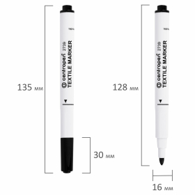 Маркер для ткани ЧЕРНЫЙ CENTROPEN "Textile Marker", круглый наконечник, 1,8 мм, 2739, 5 2739 9212