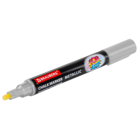 Маркер меловой "POP-ART" СЕРЕБРЯНЫЙ, 5 мм, ВЛАГОСТИРАЕМЫЙ, для гладких поверхностей, BRAUBERG, 152486