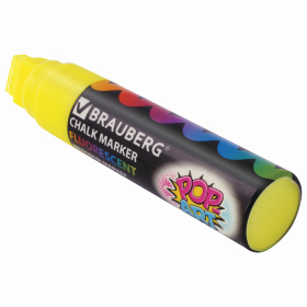 Маркер меловой "POP-ART" ЖЕЛТЫЙ, 15 мм, стираемый, для гладких поверхностей, BRAUBERG, 151538