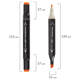Маркеры для скетчинга двусторонние, НАБОР 24 шт., базовые цвета, в чехле, WBZ, 152571