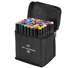 Маркеры для скетчинга двусторонние, НАБОР 48 шт., текстильный чехол, WBZ, 152573