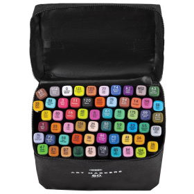 Маркеры для скетчинга двусторонние, НАБОР 60 шт., текстильный чехол, WBZ, 152574