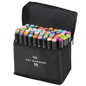 Маркеры для скетчинга двусторонние, НАБОР 60 шт., текстильный чехол, WBZ, 152574