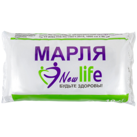 Марля медицинская отбеленная NEW LIFE отрез 0,9х10 м, плотность 36 (±2) г/м2, 94263