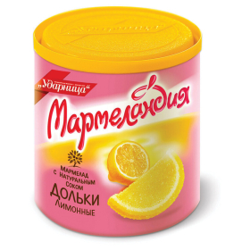 Мармелад УДАРНИЦА "Мармеландия", лимонные дольки с натуральным соком, 250 г, 1010301105