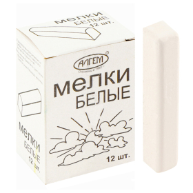 Мел белый квадратный 12 штук, АЛГЕМ, картонная упаковка, НМБ-12