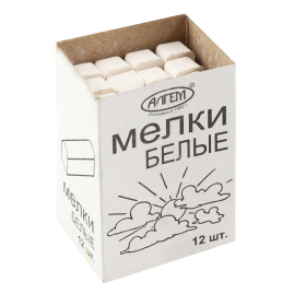 Мел белый квадратный 12 штук, АЛГЕМ, картонная упаковка, НМБ-12